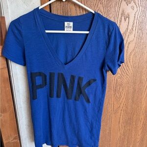 PINK Victoria's Secret Blue V-Neck Tee